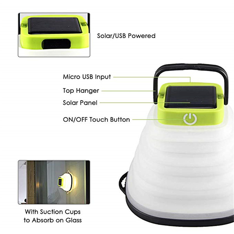 Portable Led Solar Light Collapsible Camping Lantern